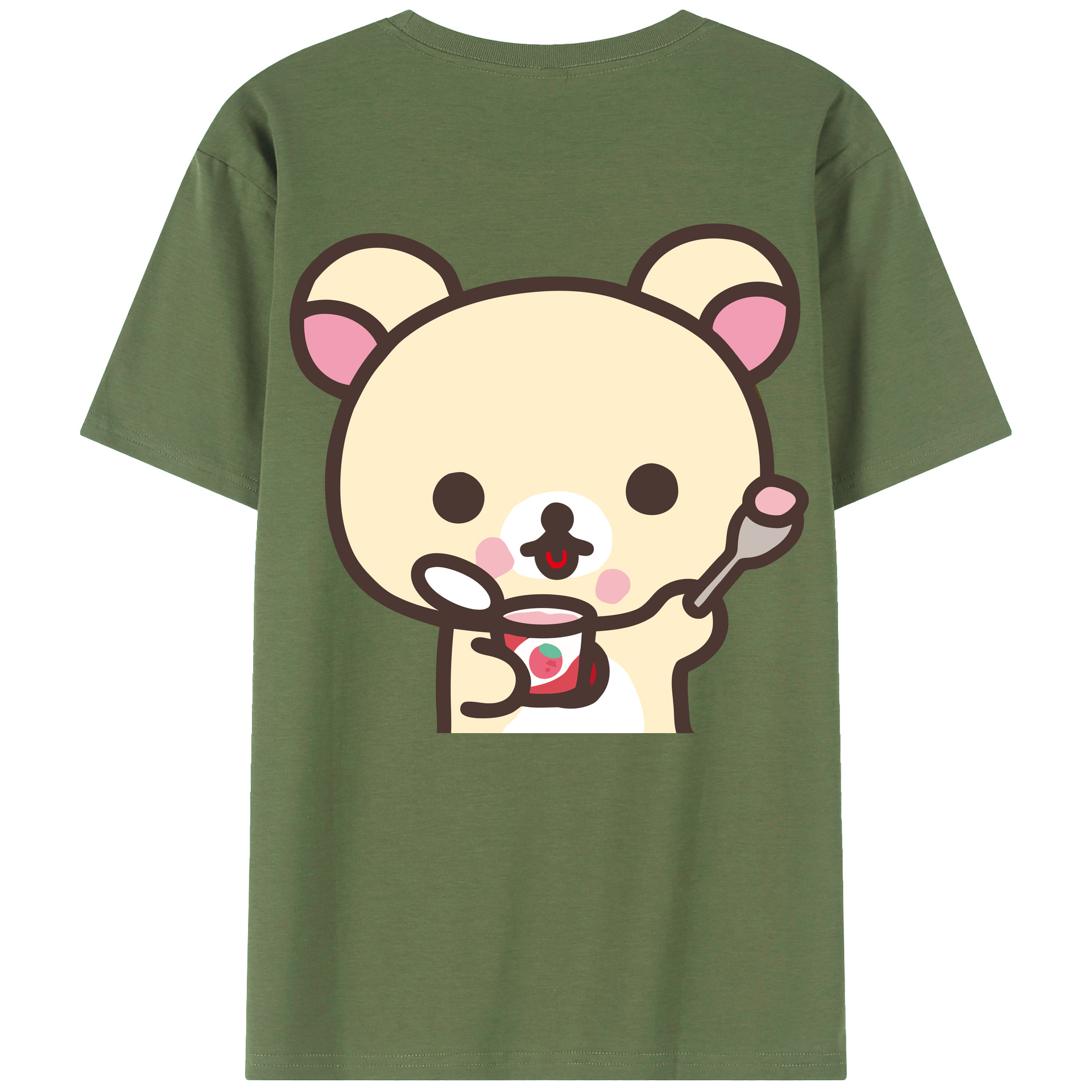 （画像用） リラックマ リラックマ キイロイトリ Rilakkuma Korilakkuma Kiiroitori 綿100％ メンズ半袖Tシャツ（バックプリント） 通気性